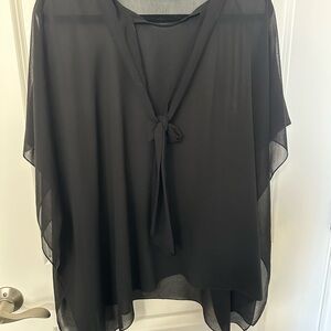 Elegant Black Sheer pussybow poncho top